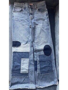 Johnny Was Patched Straight Flare Jeans 27 Boho Chic Premium Denim RARE FIND!